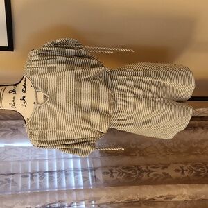 Mel & Rose Gray and White Striped Romper